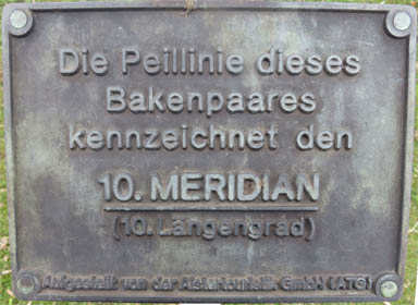 Bronzeschild 10. Meridian